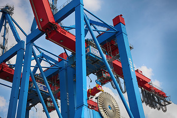 Image showing Hamburg, Germany - July 28, 2014: View of port of Hamburg harbor