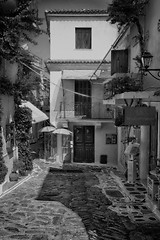 Image showing Skiathos, Greece - August 17, 2017: Beautiful narrow cobbled old