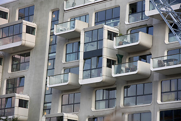 Image showing Hamburg, Germany - July 28, 2014: Modern building in the Hafenci