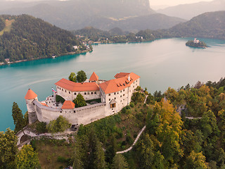 Image showing Medieval castle on Bled lake in Slovenia