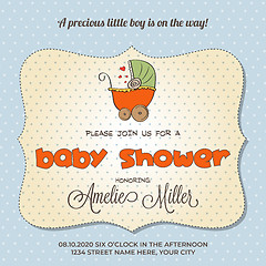 Image showing Baby shower card with stroller