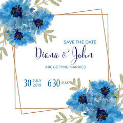 Image showing Beautiful wedding invitation with watercolor flowers. Save de da