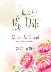 Image showing Beautiful wedding invitation with watercolor flowers. Save de da