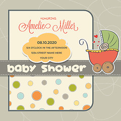 Image showing Baby shower card with stroller