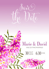 Image showing Beautiful wedding invitation with watercolor flowers. Save de da