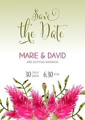 Image showing Beautiful wedding invitation with watercolor flowers. Save de da