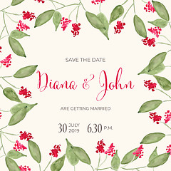 Image showing Beautiful wedding invitation with watercolor flowers. Save de da