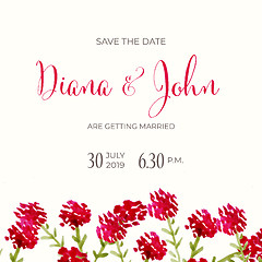 Image showing Beautiful wedding invitation with watercolor flowers. Save de da