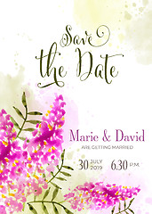 Image showing Beautiful wedding invitation with watercolor flowers. Save de da