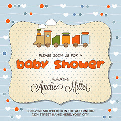 Image showing Baby shower card with toy train