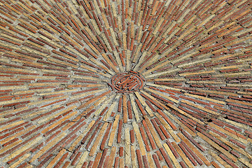 Image showing Cobble concentric mosaic, Patterned floor walkway in the park