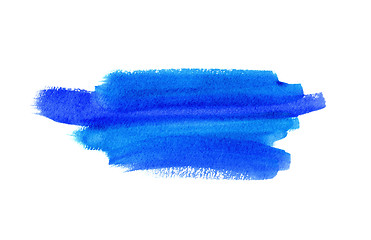 Image showing Bright blue watercolor blot on white background