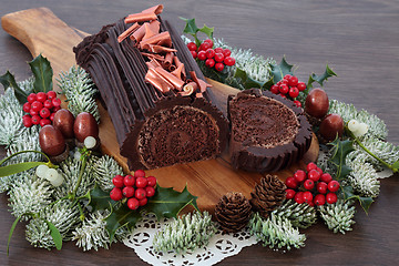 Image showing Chocolate Yule Log Cake