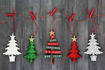 Image showing Hanging Christmas Tree Decorations