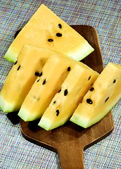 Image showing Slices of Yellow Watermelon