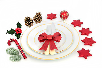 Image showing Christmas Dinner Place Setting