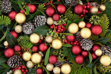 Image showing Christmas Decorations and Flora Background