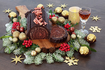 Image showing Chocolate Log Christmas Cake