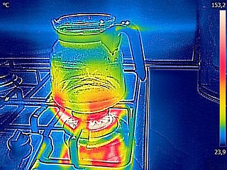 Image showing Thermal image Photo while cooking tea on a gas stove