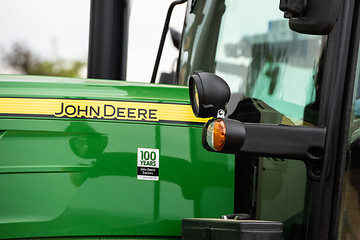 Image showing Closeup of an agricultural tractor by John Deere