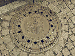 Image showing Vintage looking Manhole detail