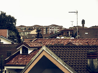 Image showing Vintage looking Wet roofscape