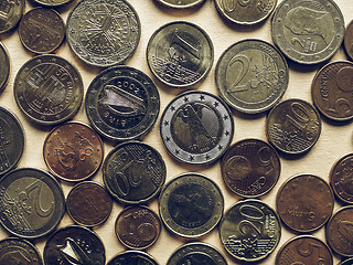 Image showing Vintage Euro coins background