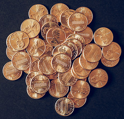 Image showing Vintage Dollar coins 1 cent wheat penny cent