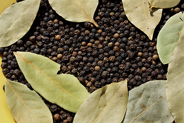 Image showing Bay leaves and black peppre
