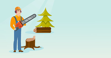 Image showing Lumberjack with chainsaw vector illustration.