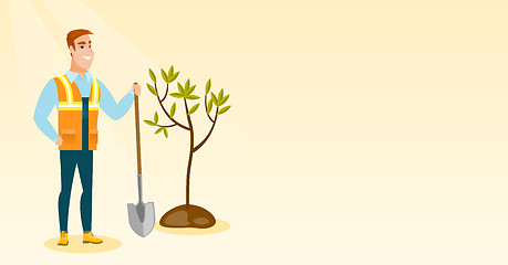 Image showing Man plants tree vector illustration.