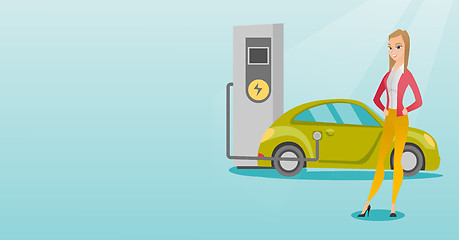 Image showing Charging of electric car vector illustration.