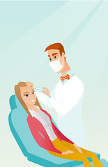 Image showing Woman receiving beauty facial injections in salon.