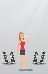 Image showing Sportswoman drinking water vector illustration.