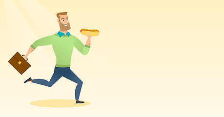 Image showing Business man eating hot dog vector illustration.