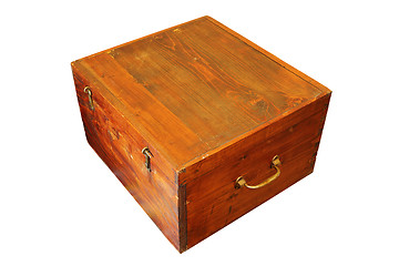 Image showing brown ancient wooden box on white background