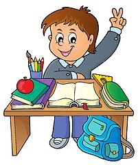Image showing Boy behind school desk theme image 1