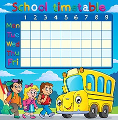 Image showing School timetable with children and bus