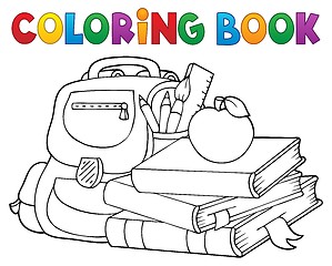 Image showing Coloring book school equipment 1