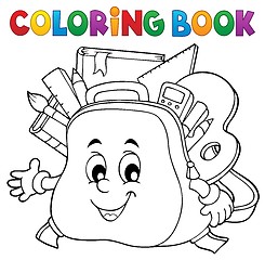 Image showing Coloring book happy schoolbag topic 1
