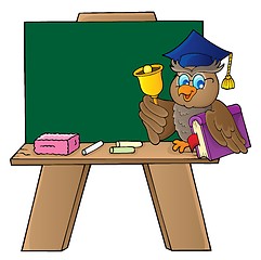 Image showing Schoolboard with owl teacher