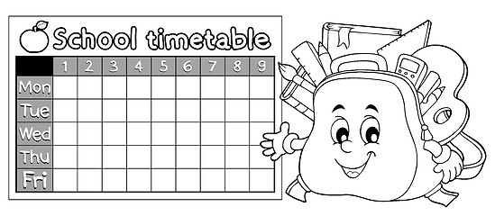 Image showing Coloring book timetable topic 9