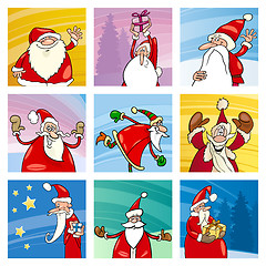 Image showing Christmas cartoon Santa elements set