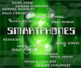 Image showing Smartphones Word Indicates Words Mobile And Internet