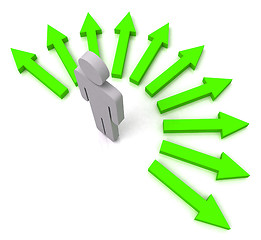 Image showing Person With Green Arrows Shows Many Choices