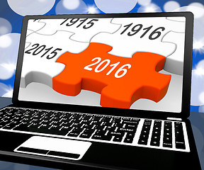 Image showing 2016 On Laptop Shows Future Technology