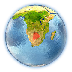 Image showing Botswana on isolated globe