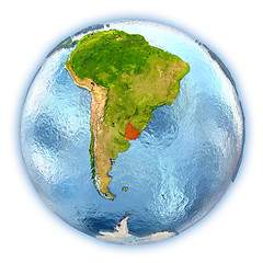 Image showing Uruguay on isolated globe