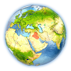 Image showing Iraq on isolated globe