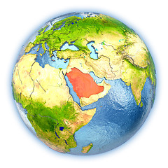 Image showing Saudi Arabia on isolated globe